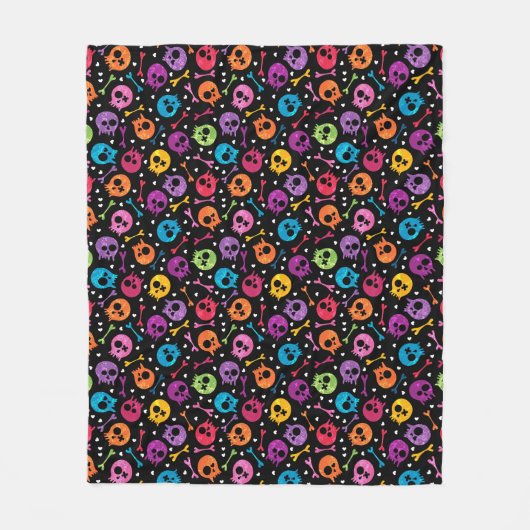 スカルパターン2 フリースブランケット (正面)