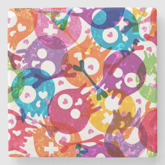 スカルパターン3 ストーンコースター (正面)