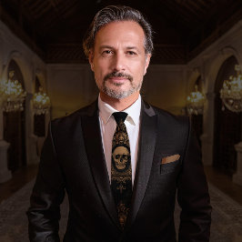 スカルパターン |ネックタイ |黒 ネクタイ