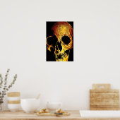 スカルパターン、メタバイクもしくは自転車に乗る人のパターン ポスター (キッチン)