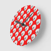 スカルパターン（赤） ラウンド壁時計 (傾斜)