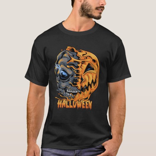 スカルパンプキンゾンビアポカリプスハロウィーンの衣装 Tシャツ (正面)