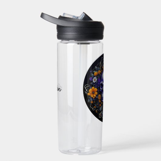 スカルパーソナライズされたとオレンジの花AIアート ウォーターボトル (右面)