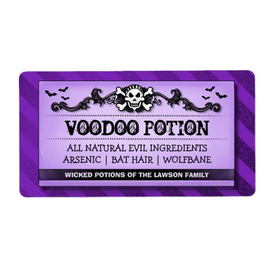 スカルパープルストライプカスタムドリンクまたはトリートラベル ラベル (正面)