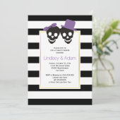 スカルパープルハロウィン結婚のカップルのシャワー 招待状 (スタンド正面)
