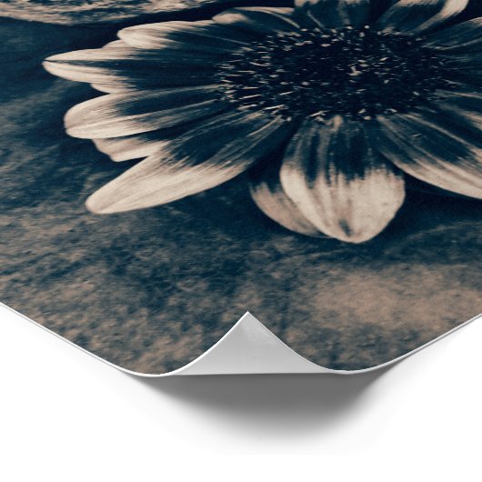 スカルヒマワリヴィンテージシアノゴシック ポスター (角)