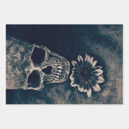 スカルヒマワリヴィンテージシアノゴシック ラッピングペーパーシート