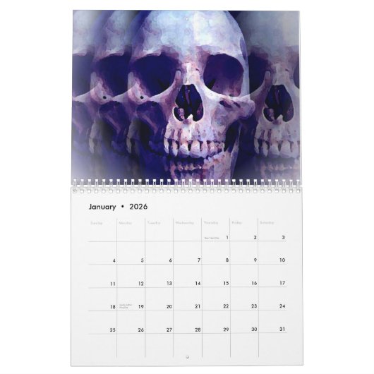 スカルファンタジーアートヘビーメタル カレンダー (1月 2026)