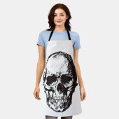 スカルファンタジーアートロックパンクヘビーメタル エプロン (着用した状態)