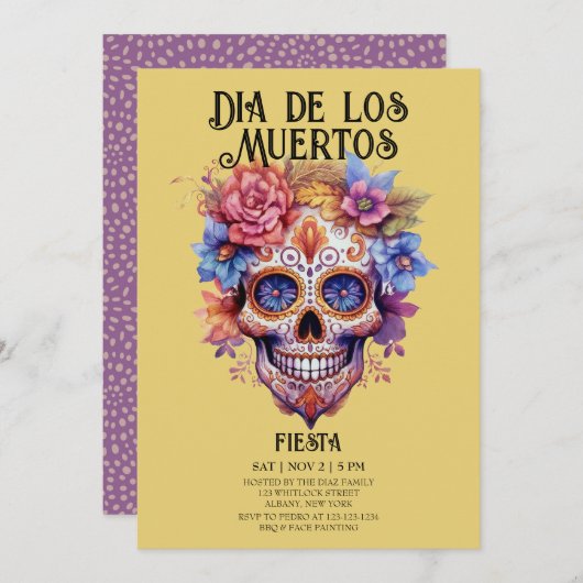 スカルフラワーズイエローディアデロムエルトスパーティー 招待状 (正面/裏面)