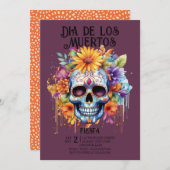 スカルフラワーズインディゴディアデロスムエルトスパーティー 招待状 (正面/裏面)