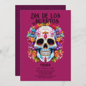 スカルフラワーズマゼンタディアデロムエルトスパーティー 招待状 (正面/裏面)