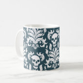 スカルフレイムダマスクのスラティブルーの鮮明な白 コーヒーマグカップ (正面左)