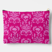 スカルフレイムダマスクグリッター効果ピンクのピンク アクセサリーポーチ (裏面)