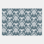 スカルフレイムダマスクブルー&パープルコレクション ラッピングペーパーシート (正面3)