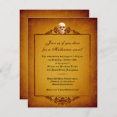 スカルフレームのハロウィンの招待状 招待状 (正面/裏面)