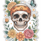 スカルフローラハロウィン不気味 シール (正面)