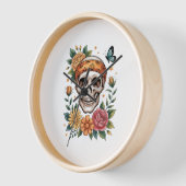 スカルフローラハロウィン不気味 壁時計 (傾斜)