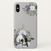スカルフローラバラ白黒ゴシックハロウィーンケース Case-Mate iPhoneケース (裏面)