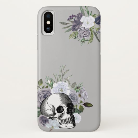 スカルフローラバラ白黒ゴシックハロウィーンケース Case-Mate iPhoneケース (裏面)