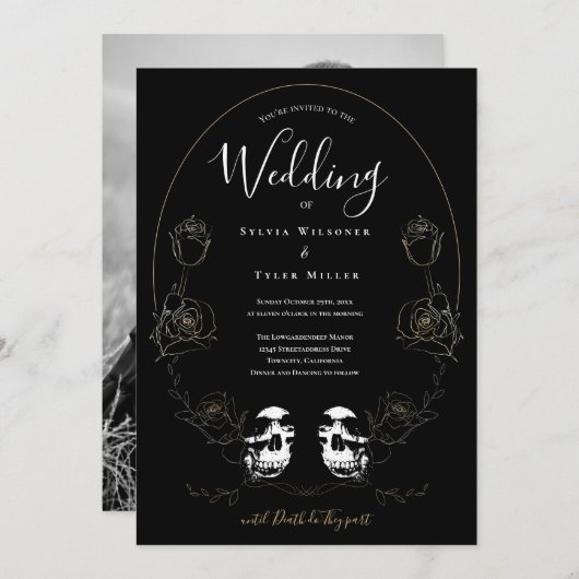 スカルフローラブラックフォトゴシック 招待状 (正面/裏面)