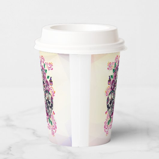 スカルフローラ、スケルトンウォーター色ピンク、ハロウィーン 紙コップ (右)