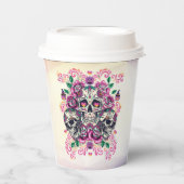 スカルフローラ、スケルトンウォーター色ピンク、ハロウィーン 紙コップ (正面)