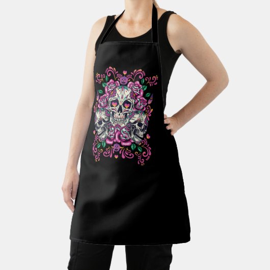 スカルフローラ、骨格水カラーピンク、ハロウィーン。 エプロン (インサイチュ)