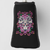 スカルフローラ、骨格水カラーピンク、ハロウィーン。 ゴルフヘッドカバー (回転90)