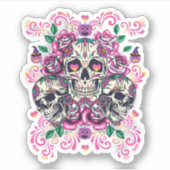 スカルフローラ、骨格水カラーピンク、ハロウィーン。 シール (正面)