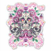 スカルフローラ、骨格水カラーピンク、ハロウィーン。 シール (正面)