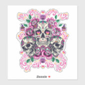 スカルフローラ、骨格水カラーピンク、ハロウィーン。 シール (シート)