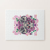 スカルフローラ、骨格水カラーピンク、ハロウィーン。 ジグソーパズル (横)
