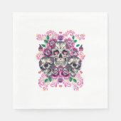 スカルフローラ、骨格水カラーピンク、ハロウィーン。 スタンダードランチョンナプキン (正面)