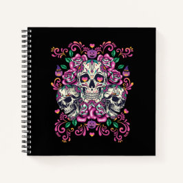 スカルフローラ、骨格水カラーピンク、ハロウィーン。 ノートブック