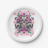 スカルフローラ、骨格水カラーピンク、ハロウィーン。 ペーパープレート (正面)