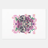 スカルフローラ、骨格水カラーピンク、ハロウィーン。 ラッピングペーパーシート (正面)