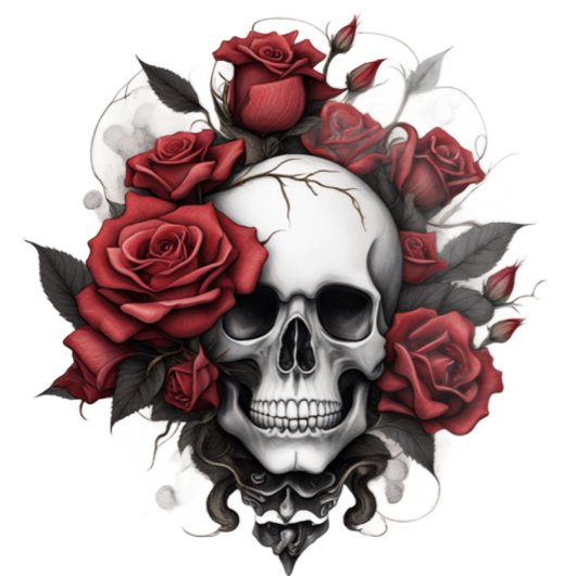 スカルフード付きスウェットシャツ付バラ及びバックサイトデザイン パーカ