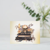 スカルブックグレイと金ゴールドバラグリーンハロウィーン シーズンポストカード (スタンド正面)