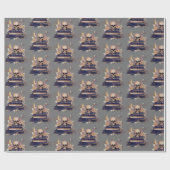 スカルブックグレー金ゴールドバラパターンハロウィン ラッピングペーパー (フラット)