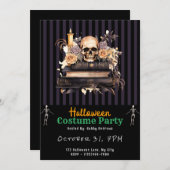 スカルブック金ゴールドとグレーバラブラックハロウィーン 招待状 (正面/裏面)