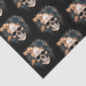 スカルブラックと金ゴールドフラワーパターンハロウィーン 薄葉紙 (詳細)