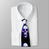 スカルブルー&ブラックアートワーク ネクタイ (タイ)