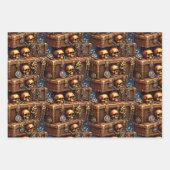 スカルブロンズ宝箱パイレーツハローウィンパーティ ラッピングペーパーシート (正面2)