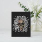 スカルブーケ花白黒 ポストカード (スタンド正面)