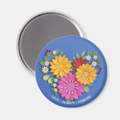 スカルプエレガントトされたフローラハート マグネット (正面/裏面)