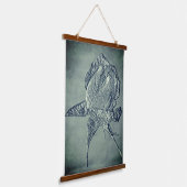 スカルプト効果シルバーローズブドフラワーアート 吊り下げ型タペストリー (傾斜あり)