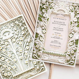 スカルプフェイクトアイボリー開花結婚ズ 招待状