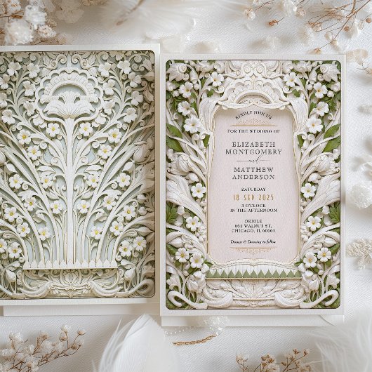 スカルプフェイクトアイボリー開花結婚ズ 招待状