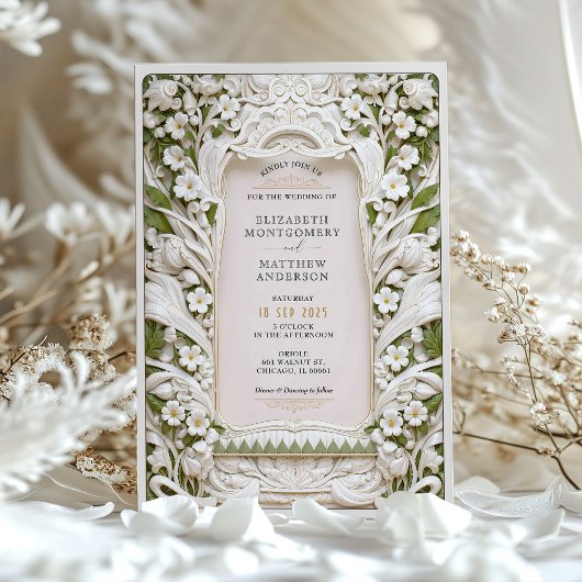 スカルプフェイクトアイボリー開花結婚ズ 招待状